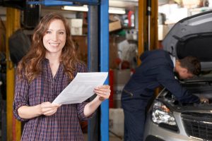 auto repair technician with customer in Litchfield County Ct